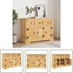 The living store - buffet corona marron 112x44x78 cm bois massif pin mexicain - buffet - meuble de rangement ...