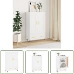 The living store buffet haut blanc 69, 5x31x115 cm bois d'ingnierie - buffet design - meuble rangement ...