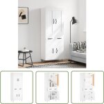 The living store buffet haut blanc 69, 5x34x180 cm bois d'ing�nierie - buffet design moderne - meuble ...