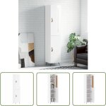 The living store buffet haut blanc brillant 34, 5x34x180 cm bois d'ing�nierie - buffet blanc - meuble ...