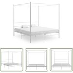 Doc&et� - the living store cadre de lit � baldaquin sans matelas blanc m�tal 180x200 cm - lit plateforme ...