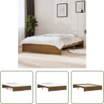 The living store cadre de lit sans matelas marron miel bois massif 140x190 cm - cadre de lit - lit double ...