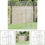 The living store - cage pour poules argent� 200x100x190 cm acier galvanis� - poulailler - abri pour animaux ...
