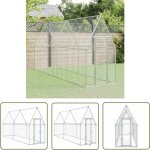 The living store - cage pour poules argent� 400x100x190 cm acier galvanis� - poulailler - abri pour animaux ...