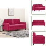 The living store - canap� � 2 places rouge bordeaux 140 cm velours - canap� deux places - canap� velours ...