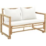 The living store canap de jardin  2 places avec coussins bambou - banc de jardin - mobilier de jardin ...