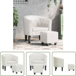 The living store - chaise cabriolet avec repose - pied blanc similicuir - fauteuil moderne - fauteuil ...