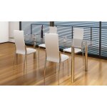 The living store chaises  manger lot de 4 blanc similicuir - chaise de salle  manger - chaise moderne ...