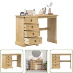 The living store coiffeuse corona 104x47x75 cm bois de pin massif - table de chevet - meuble de salle ...