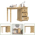 The living store - coiffeuse corona 110x47x75 cm bois de pin massif - table de chevet - meuble de salle ...