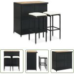 The living store - ensemble de bar 3 pcs r�sine tress�e noir - ensemble de bar - mobilier ext�rieur - ...