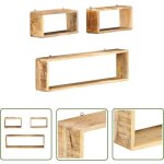 The living store - ensemble d'�tag�re cube 3 pcs bois solide de manguier - �tag�res murales - �tag�res ...