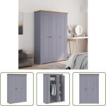 The living store - garde - robe 3 portes gris 118x50x171, 5 cm pin assortiment panama - armoire � v�tements ...