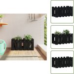The living store - jardini�re avec design de cl�ture noir 60x30x30 cm pin massif - jardinierre en bois ...