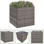 Devenirriche - the living store jardinire gris 80x80x80 cm rsine tresse - jardinieres exterieures ...