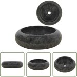 The living store - lavabo 40 x 12 cm marbre noir - lavabo en marbre - lavabo noir - lavabo rond - meuble ...