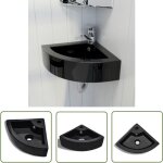The living store - lavabo avec trou de trop - plein 45x32x12, 5 cm noir - lavabo salle de bain - lavabo ...