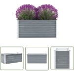 The living store - lit sur�lev� de jardin acier galvanis� 100x40x45 cm gris - jardini�re - bac de plantation ...
