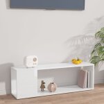 Devenirriche - the living store meuble tv blanc brillant 100x24x32 cm bois d'ingnierie - meubles tv ...