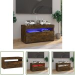 The living store - meuble tv avec lumi�res led ch�ne fum� 75x35x40 cm - meuble tv - meuble t�l�viseur ...