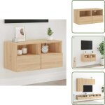 The living store - meuble tv mural ch�ne sonoma 60x30x30 cm bois d'ing�nierie - armoire tv murale - meuble ...
