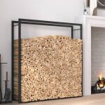 Portant de bois de chauffage noir mat 110x28x116 cm acier - support bois de chauffage - porte - buches ...