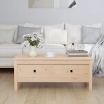 The living store table basse 100x50x40 cm bois massif de pin - table basse - meuble tv - table d'appoint ...
