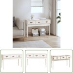 The living store table console blanc 114x40x75 cm bois massif de pin - table basse - meuble de rangement ...