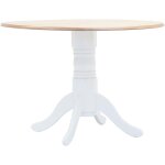 The living store table � manger blanc et marron 106 cm bois d'h�v�a massif - table � manger - table ronde ...