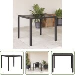 The living store table de jardin dessus en verre noir 90x90x75 cm r�sine tress�e - table de jardin - ...