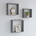 The living store - tag�res murales sous forme de cube 3 pcs gris mdf - etagere murale - etagere cube ...
