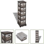 The living store - tagre de rangement en bois 5 paniers en tissage marron - meuble de rangement - tagre ...