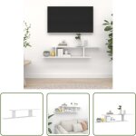 The living store - tagre tv murale blanc 125x18x23 cm bois d'ingnierie - etagere tv murale - tagre ...