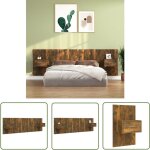 The living store t�te de lit avec armoires ch�ne fum� bois d'ing�nierie - t�te de lit - meuble de chambre ...