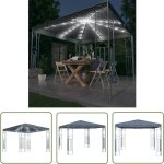 The living store - tonnelle avec guirlande lumineuse � led 300x300 cm anthracite - abri ext�rieur - tonnelle ...