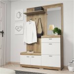 Bestmobilier - thea - meuble d'entr�e - effet bois et blanc - 135 cm - style scandinave