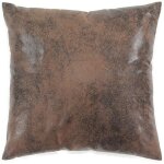 Coussin aspect cuir marron 40x40cm havane