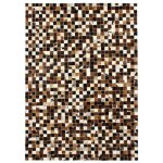 Thedecofactory - cuir - tapis salon en cuir recycl� motif damier marron 120x170