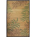 Thedecofactory - cypres - tapis en bambou imprim feuilles exotiques beige 70x120