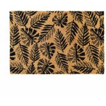 Thedecofactory - fougere - paillasson en fibre de coco motif fougres naturel et noir 60x40