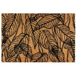 Thedecofactory - nervure - paillasson fibre de coco motif feuilles naturel - noir 60x40