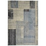 Thedecofactory - recycle processeur - tapis salon extra - doux motif processeur ecru bleu 120x170