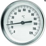 Thermom�tre bim�tallique � aiguille axial watts 0 - 120�c, diam�tre 63 mm, tube plongeur 50 mm