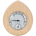Thermom�tre hygrom�tre en bois 2 en 1 forme goutte pour sauna et hammam