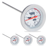 Thermom�tre � viande pour le four analogique, lot de 4, thermom�tre � sonde en inox 20 cm, argent�
