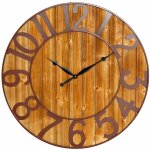 Thinia home - horloge murale vintage noir / bois fonc 80cm