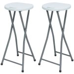 Lot 2 tabourets hauts pliants blanc 30x76cm thinia home