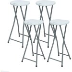 Lot 4 tabourets hauts pliants blanc 30x76cm thinia home