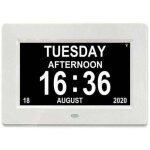 Tigrezy - 7 lcd horloge numrique calendrier avec date, horloge calendrier avec date, jour et heure horloge ...