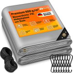 Tillvex b�che de protection imperm�able 650g / m� gris 5x8 m tissu ind�chirable b�che pvc ext�rieur universell ...